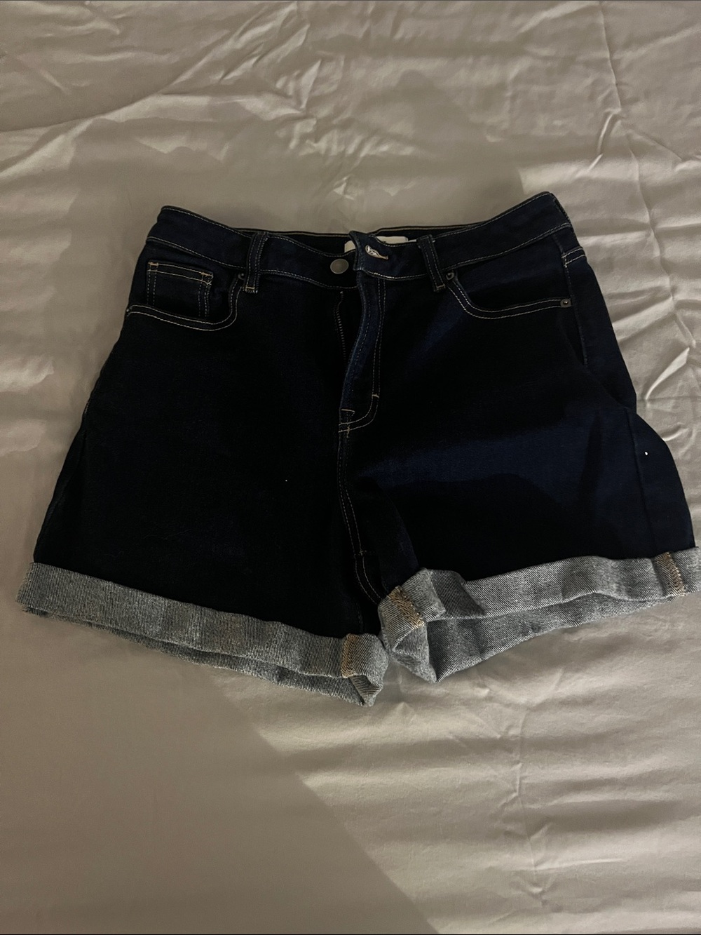 Vici Dark Indigo Roll Cuff Denim Shorts